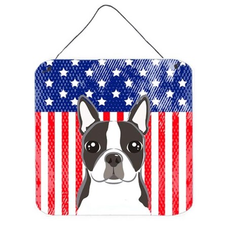 Carolines Treasures American Flag and Boston Terrier Wall or Door Hanging Prints BB2133DS66